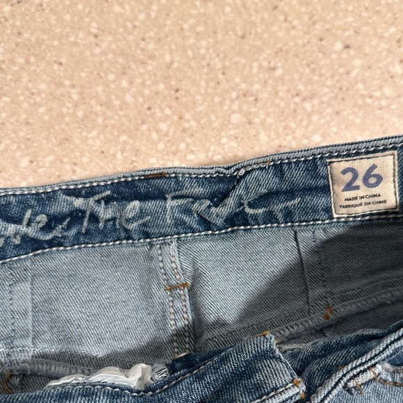 Free People Cut Out Jorts Shorts Blue Button Fly Pacific Blue Wash Size 26 NWT - Picture 2 of 12